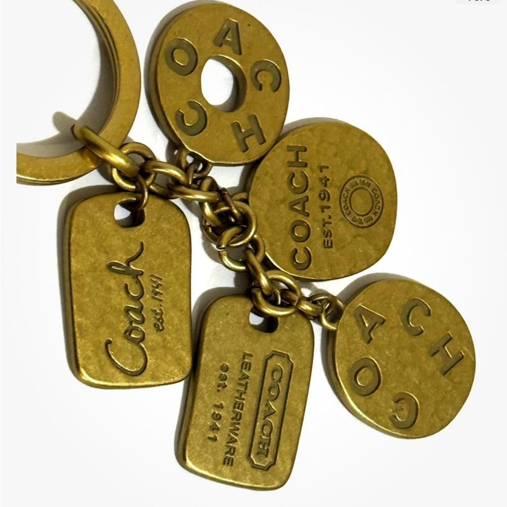 Coach Y2K Hammered Brass Coins Key Fob Multi Charm Bag Charm RARE 💛✨ - Picture 4 of 4